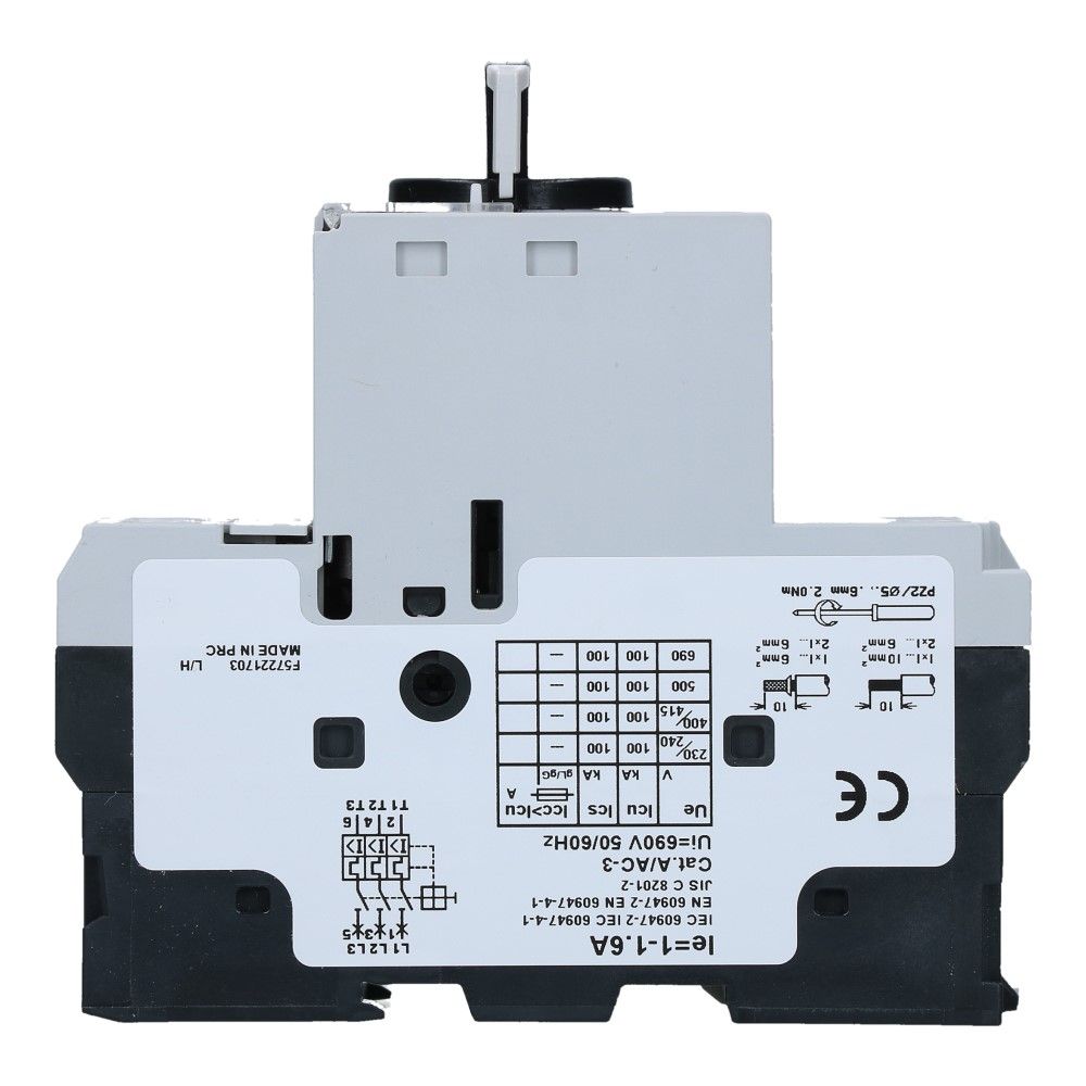 1-1.6A Motorbeveiligingsschakelaar 415VAC 100kA