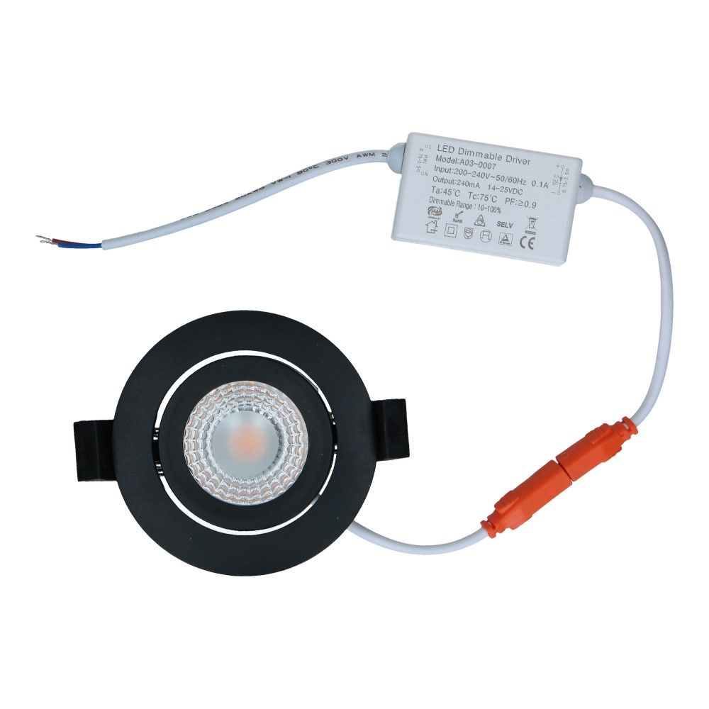 LED spot zwart IP65 5W 450lm 2700k 84mm kantelbaar dimbaar 