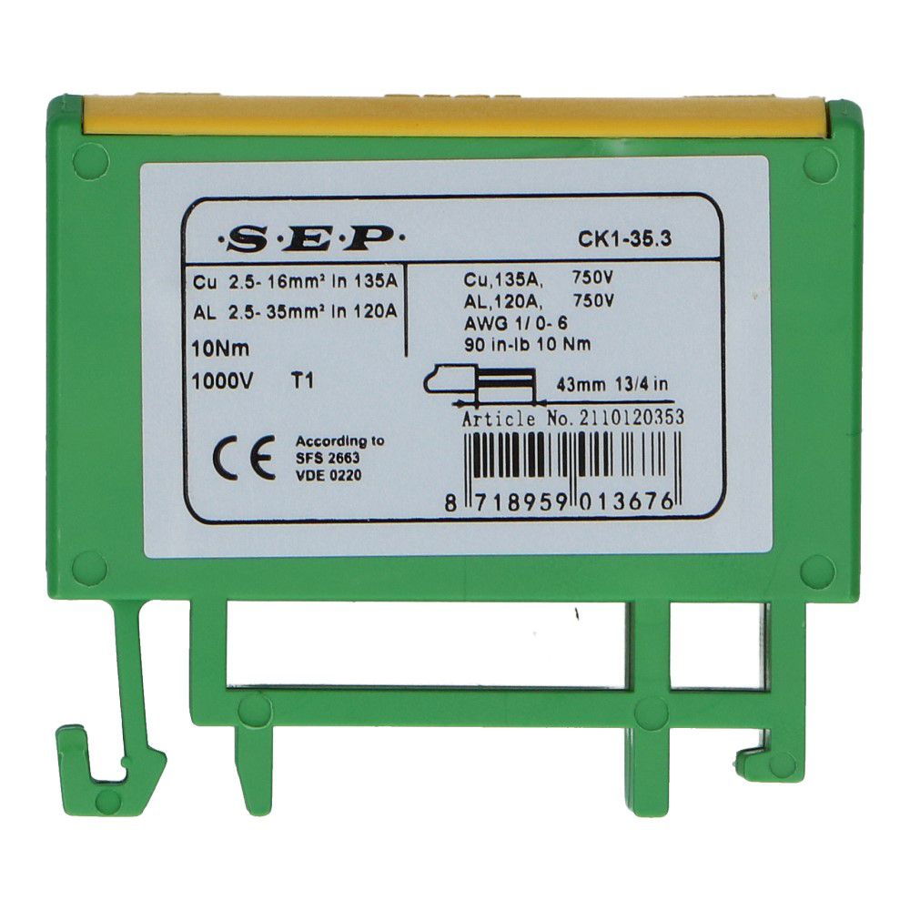 Aansluitklem CK1 geel/groen 2.5mm² t/m 35mm²