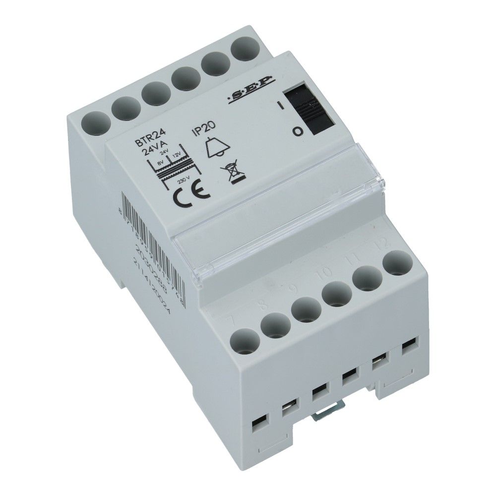 Beltrafo 8-24VAC 24VA met schakelaar