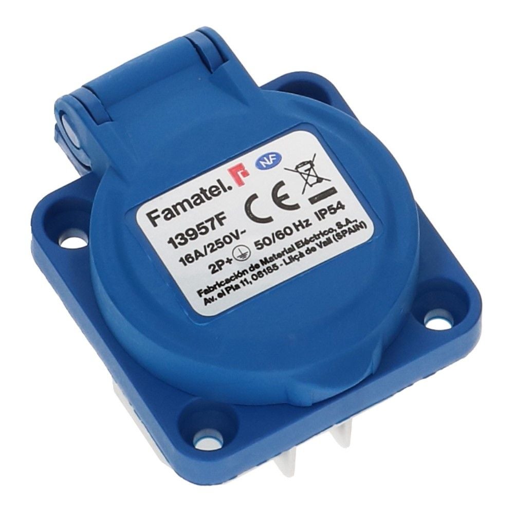 CEE schuko 3 polig 16A IP54 220-240VAC met penaarde 2x verticale invoer