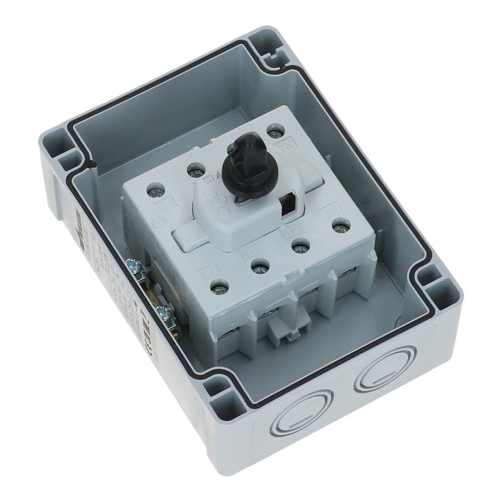 Werkschakelaar IP65 4 polig 25A 96x130x106mm zwart hendel ABS AC22-16A
