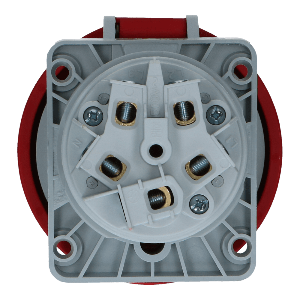 CEE female 5 polig 6H 63A IP67 inbouw wcd 380-415VAC schuin
