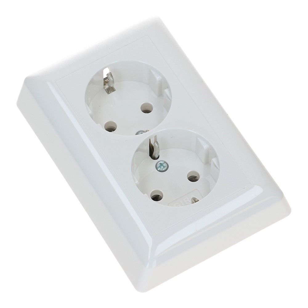 GIRA Systeem 55 Wandcontactdoos met randaarde 2V Zuiver wit