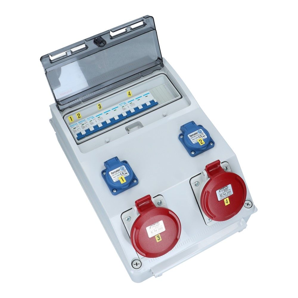 Wandverdeelkast IP44 beveiligd: 2x CEE 32A 5p 2x schuko