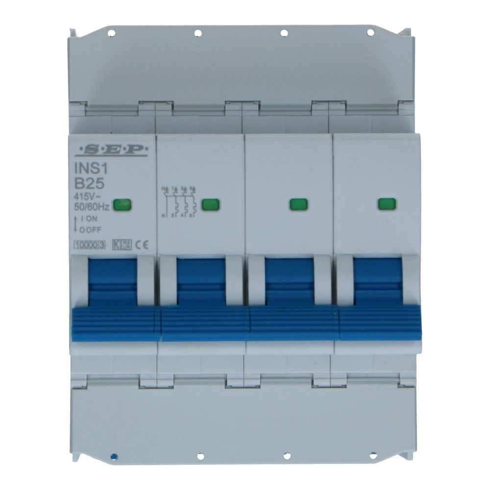 Installatieautomaat  3 polig + nul 3A karakteristiek B 10/15kA INS1