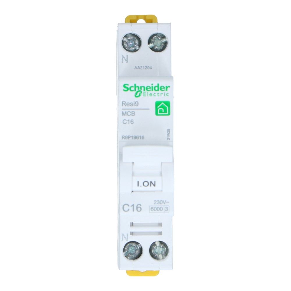 Installatieautomaat 1 polig + nul 16A kar C 6kA Resi9