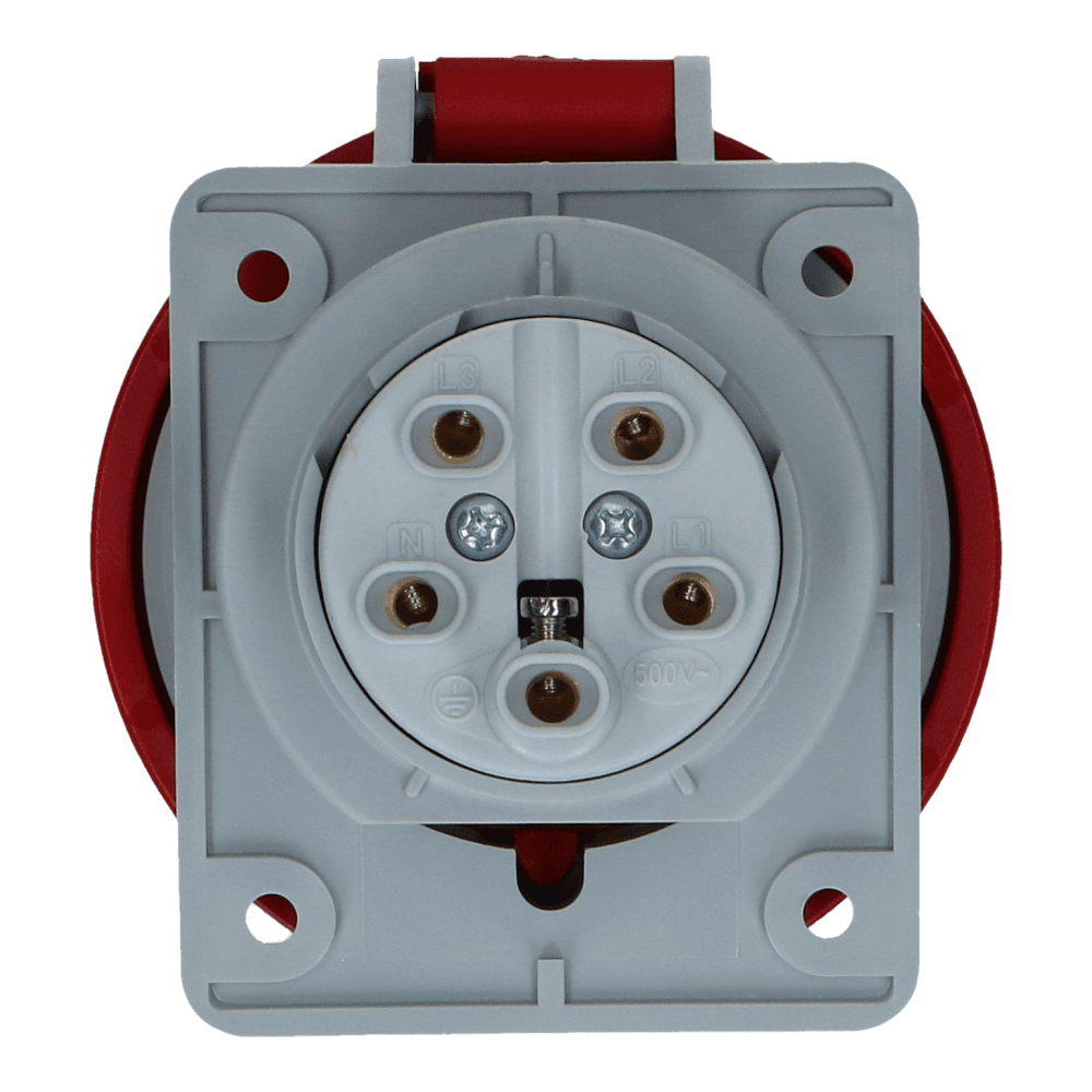 CEE female 5 polig 6H 32A IP67 inbouw wcd 380-415VAC