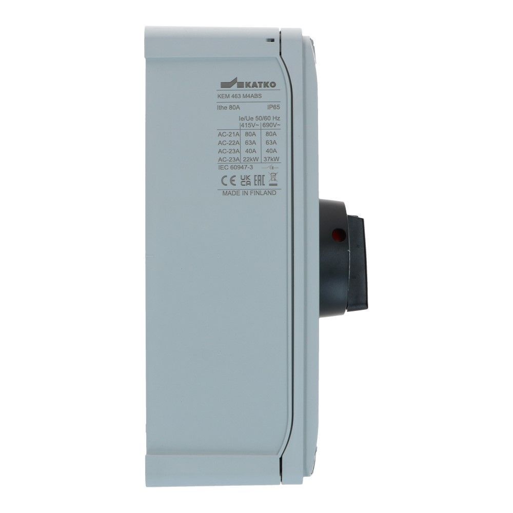Werkschakelaar IP66 4 polig 80A 190x270x138mm zwart hendel ABS AC22-63A