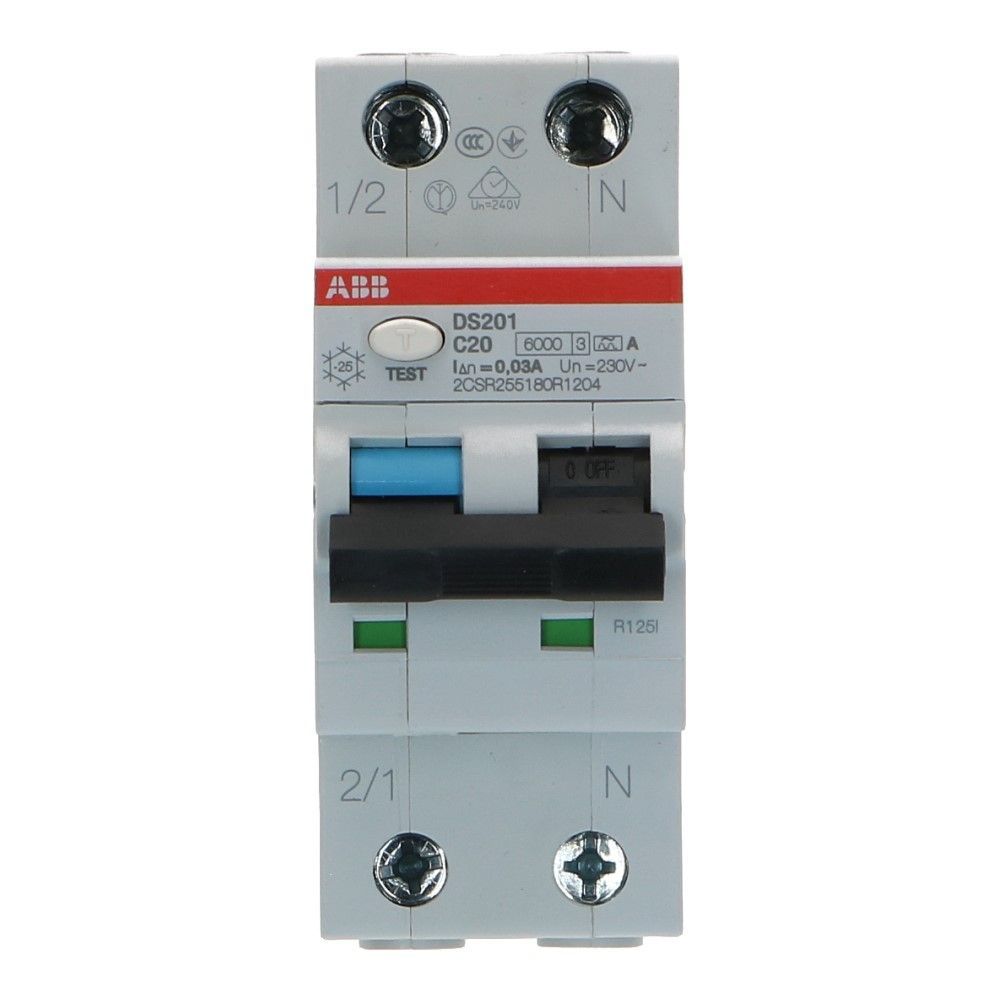 ABB Aardlekautomaat C20 1 polig + nul 30mA 6kA