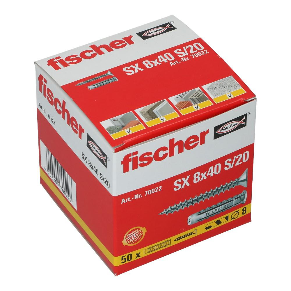 Nylon plug SX met rand 8x40mm met schroef 5x60mm PZ2 - 50 stuks