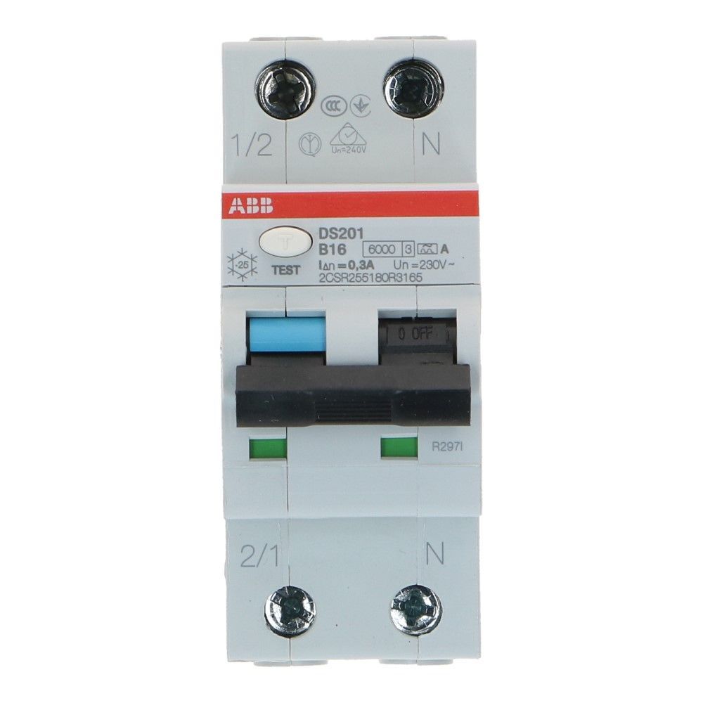 ABB Aardlekautomaat B16 1 polig + nul 300mA 6kA