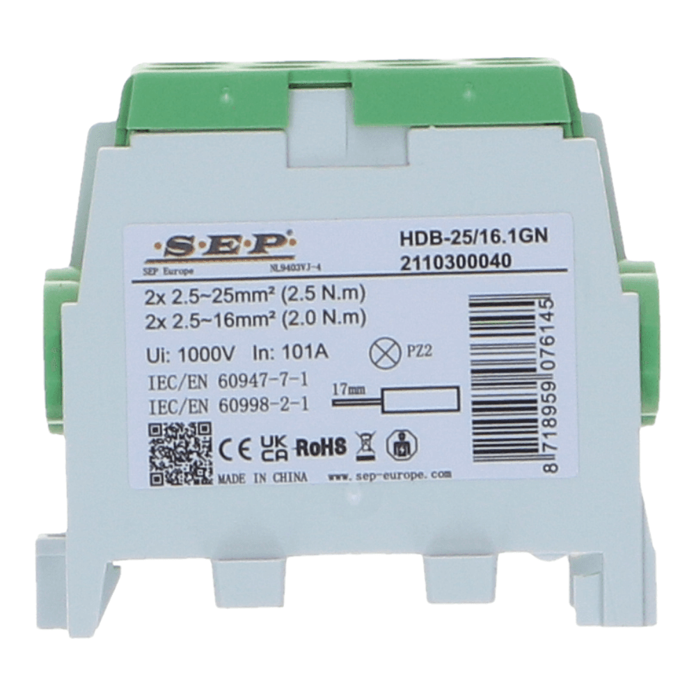 HLAK Hoofdkabel aftakklem 1x25mm² 1x16mm²  groen