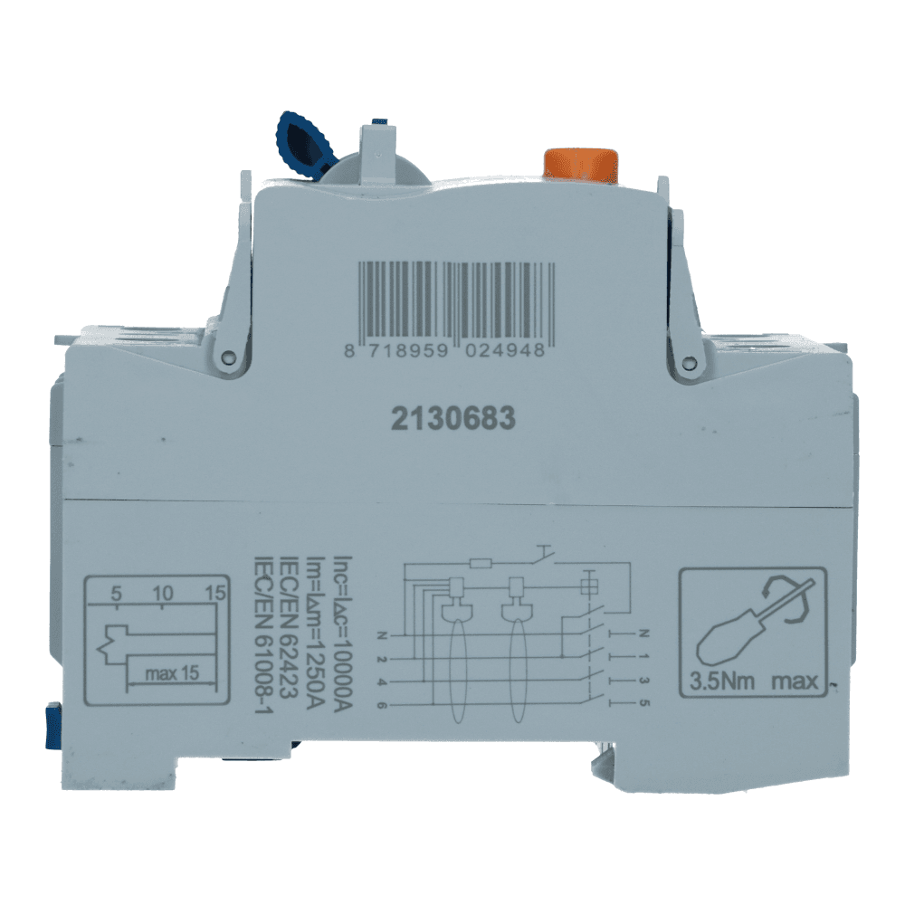 Aardlekschakelaar 40A 4 polig 30mA Type B 10kA RCD1