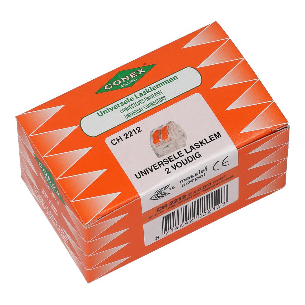 Lasklem 2 voudig 0.5-4mm² voor massief en soepel draad - 50 stuks
