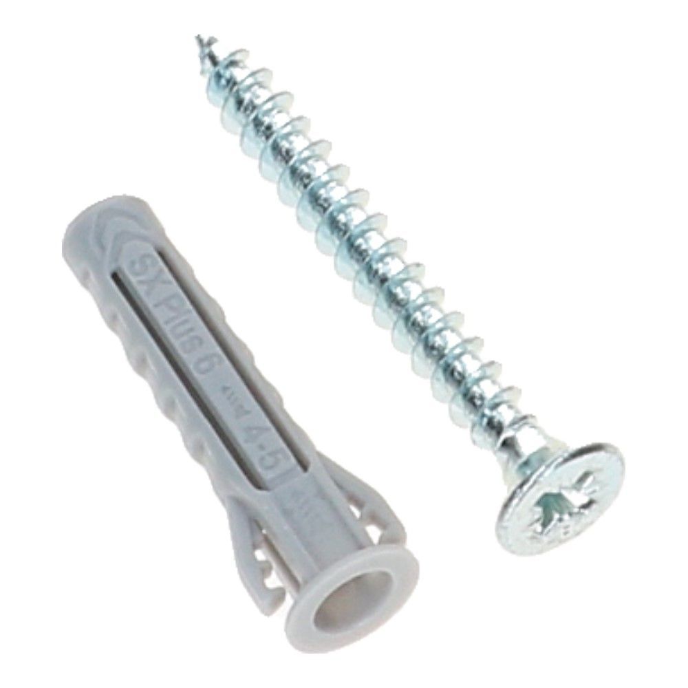 Nylon plug SX Plus met rand 6x30mm met schroef 4.5x40mm PZ2 - 50 stuks