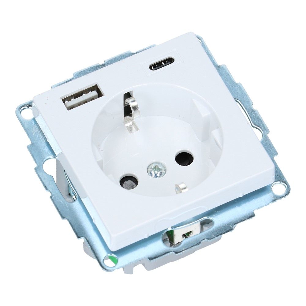 Wandcontactdoos met USB A 2.4A + USB C 3A SYSTEEM-M 9016