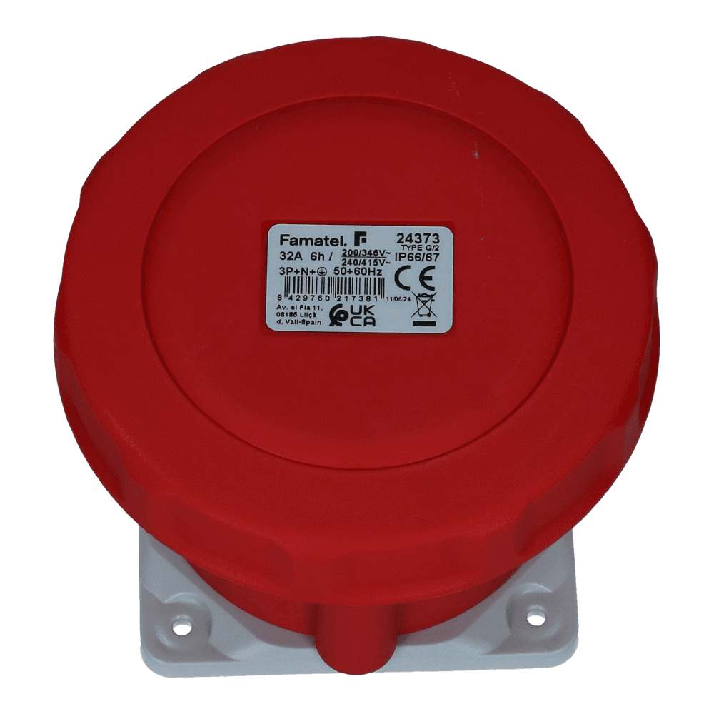 CEE female 5 polig 6H 32A IP67 inbouw wcd 380-415VAC recht