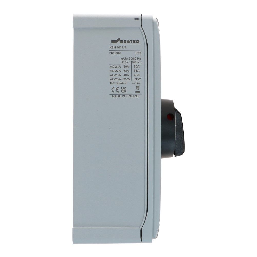 Werkschakelaar IP66 4 polig 80A 190x270x138mm zwart hendel PC AC22-63A