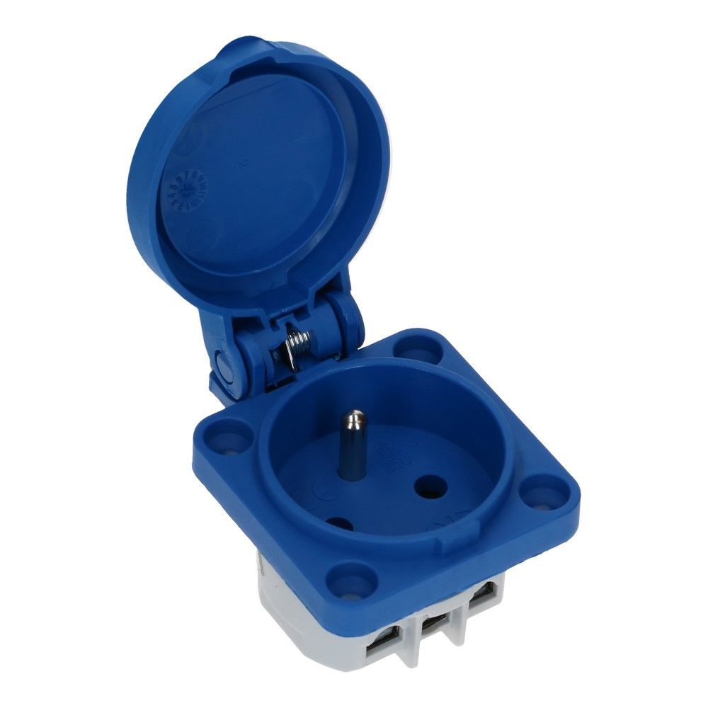 CEE schuko 3 polig 16A IP54 220-240VAC met penaarde 2x verticale invoer
