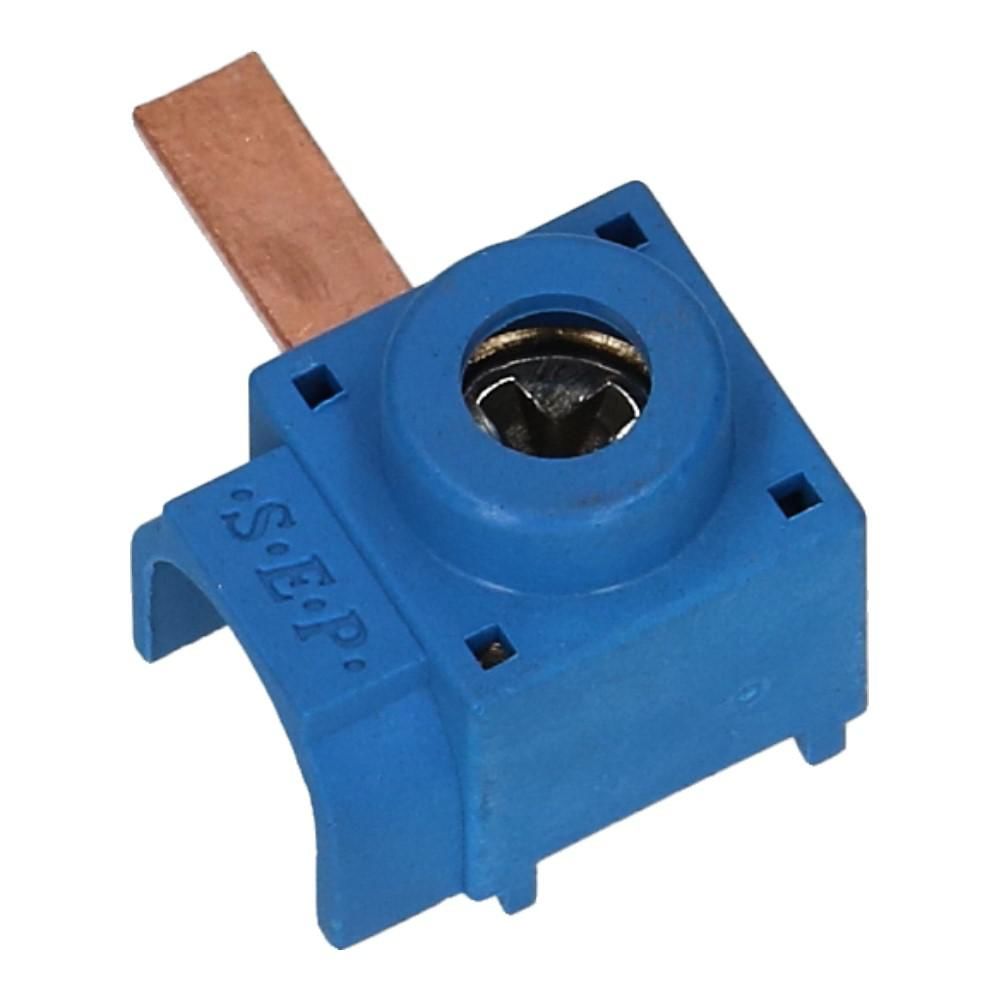 Aftakblok pin blauw 1 fase 25mm² stift 15mm zijkant