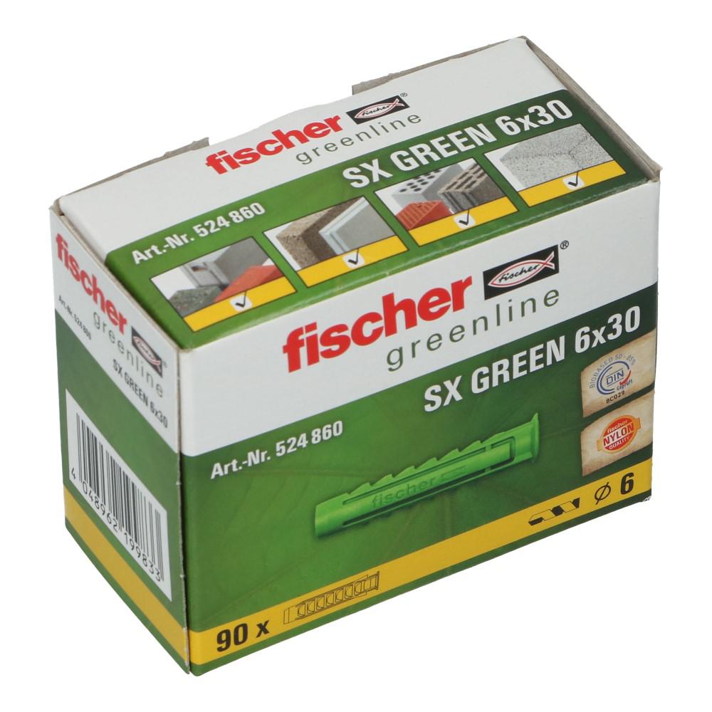 Nylon plug SX Green met rand 6x30mm - 90 stuks
