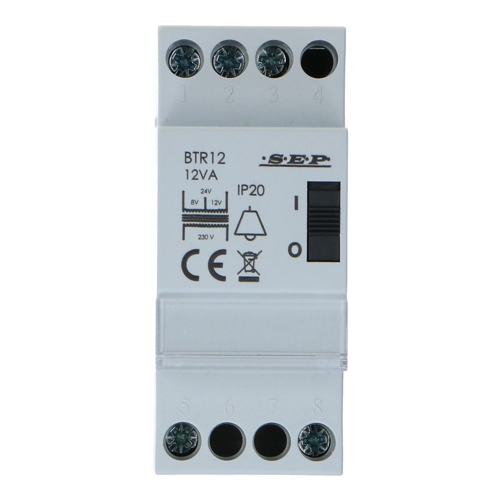 Beltrafo 8-24VAC 12VA met schakelaar