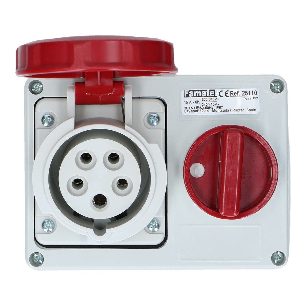 CEE schakel female 5 polig 6H 16A IP67 opbouw wcd 380-415VAC