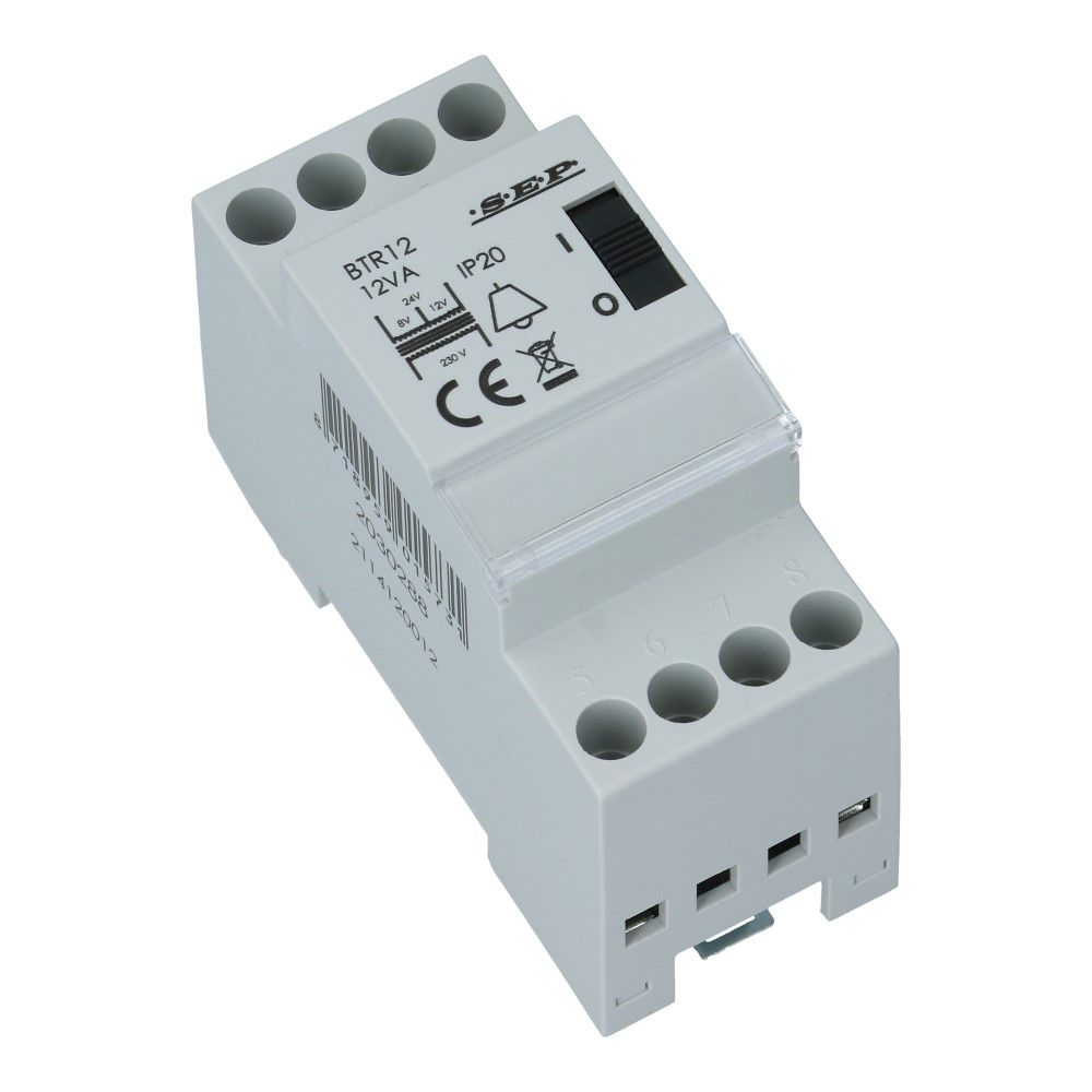 Beltrafo 8-24VAC 12VA met schakelaar