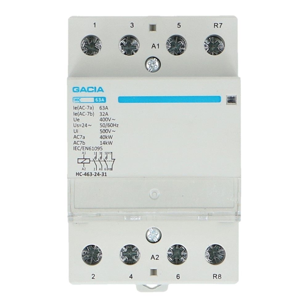 4 polig 3 NO + 1 NC 63A 24Vac Installatierelais