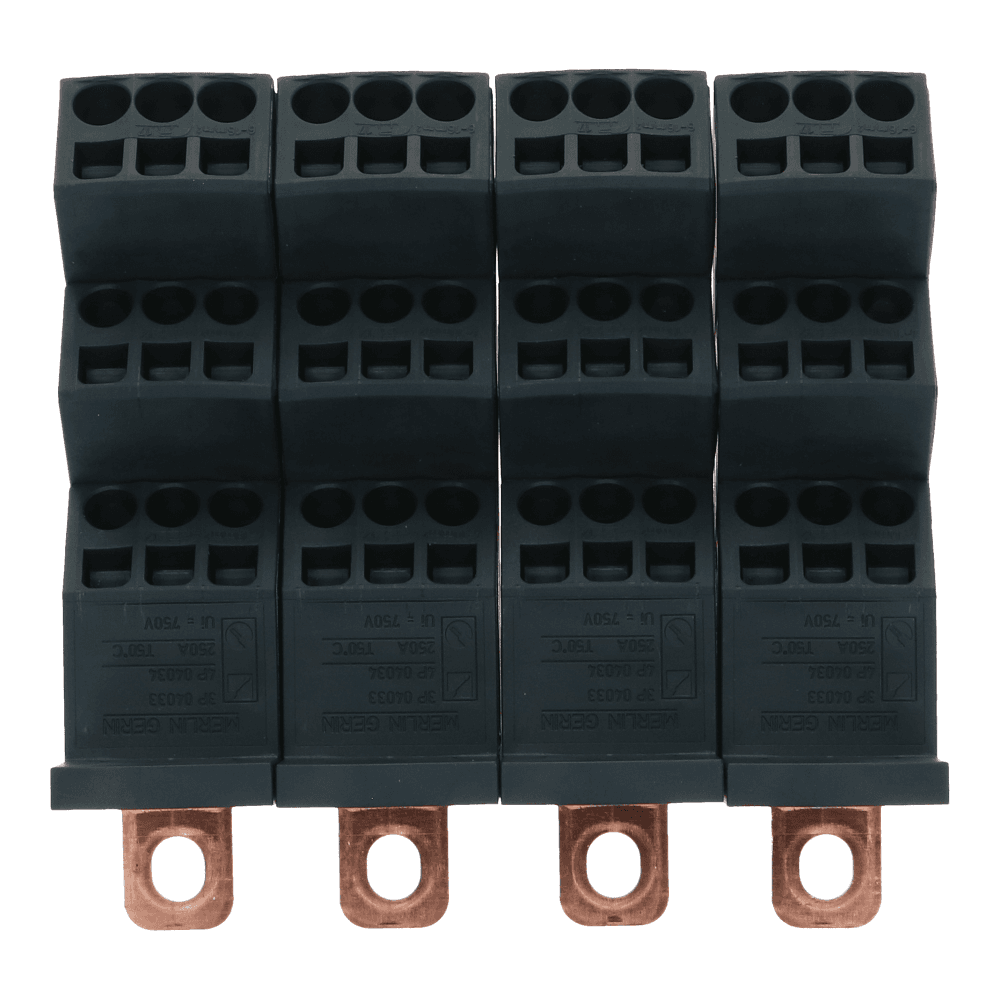 Verdeelblok 250A 4 polig 750VAC