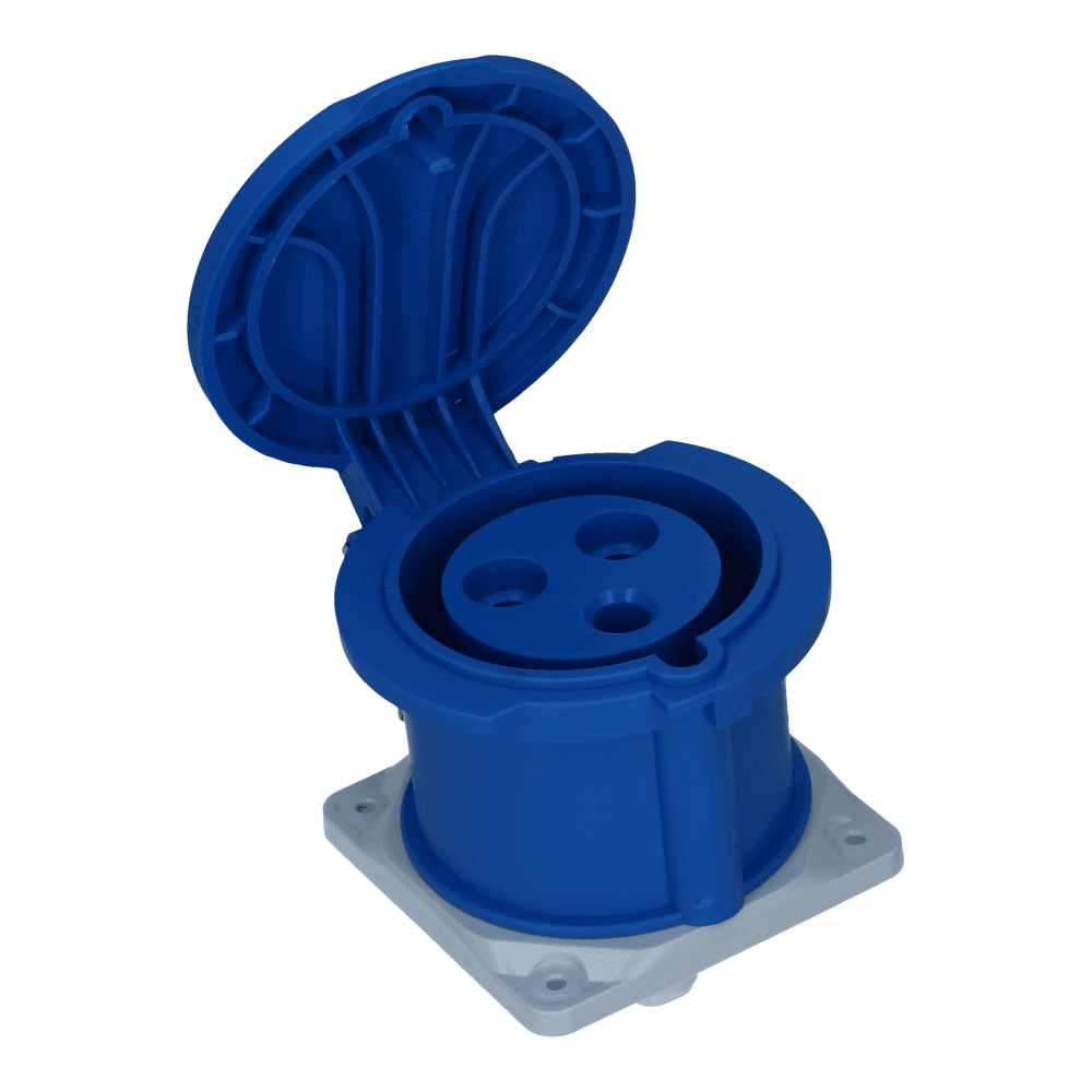 CEE female 3 polig 6H 32A IP54 inbouw wcd 220-240VAC recht