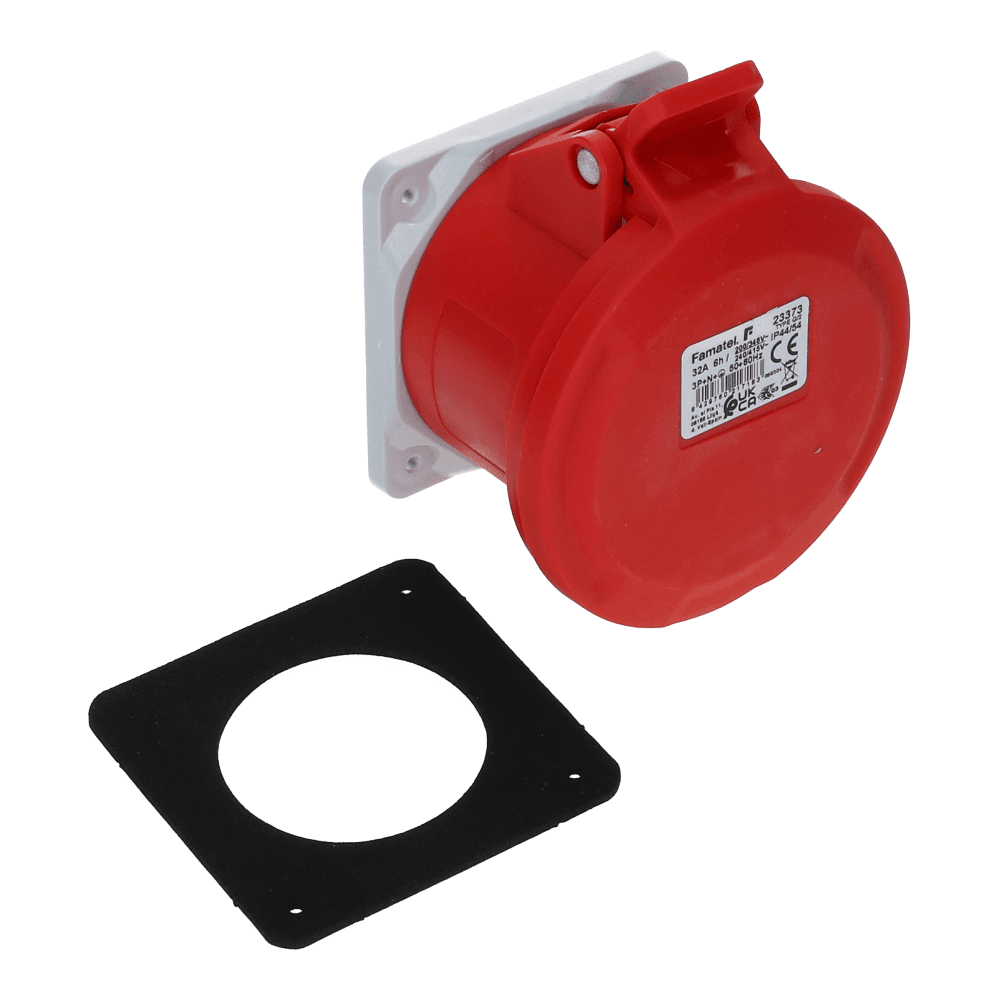 CEE female 5 polig 6H 32A IP54 inbouw wcd 380-415VAC recht