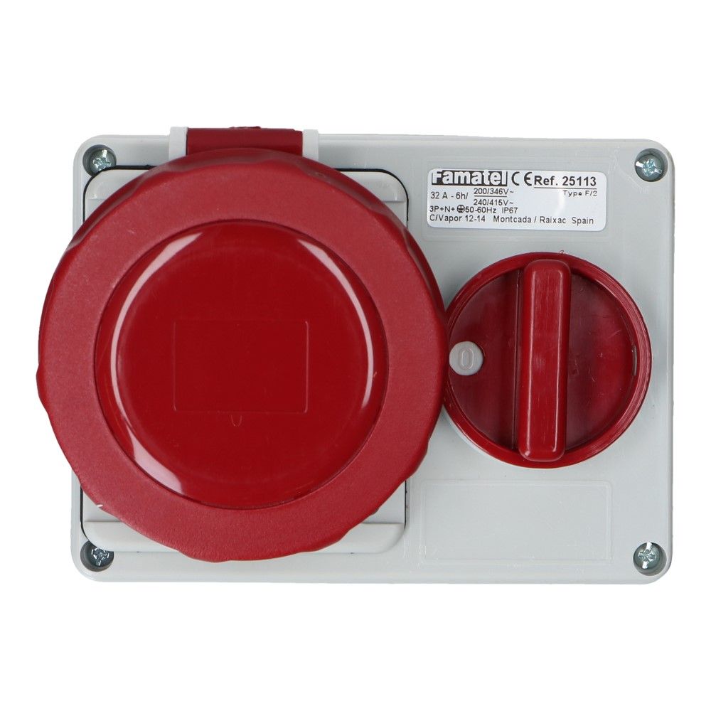 CEE schakel female 5 polig 6H 32A IP67 opbouw wcd 380-415VAC