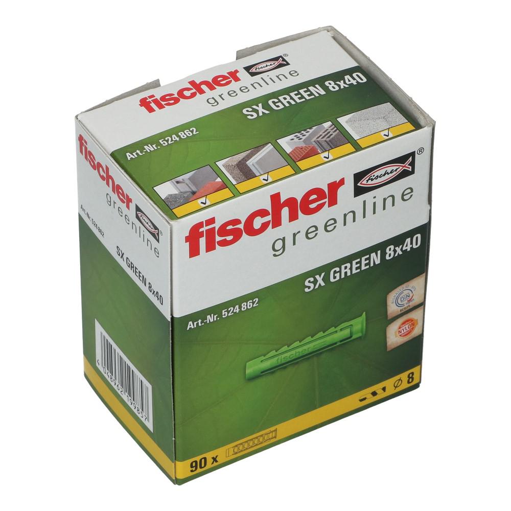 Nylon plug SX Green met rand 8x40mm - 90 stuks