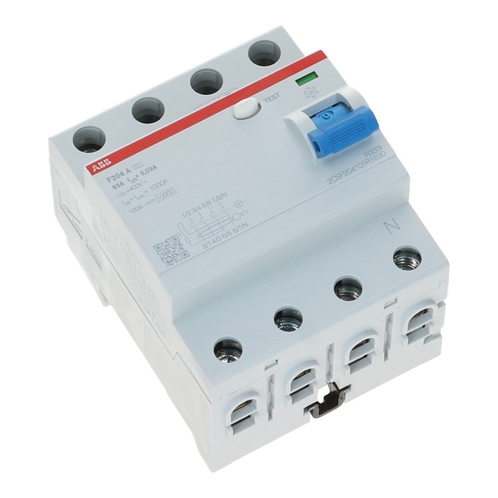 ABB Aardlekschakelaar 63A 4-Polig 30mA F204 A-63/0.03