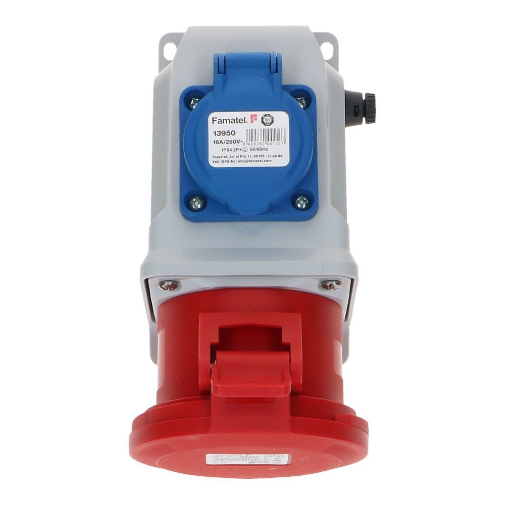 CEE male 5 polig 6H 32A IP44 wcd 380-415VAC + schuko wcd