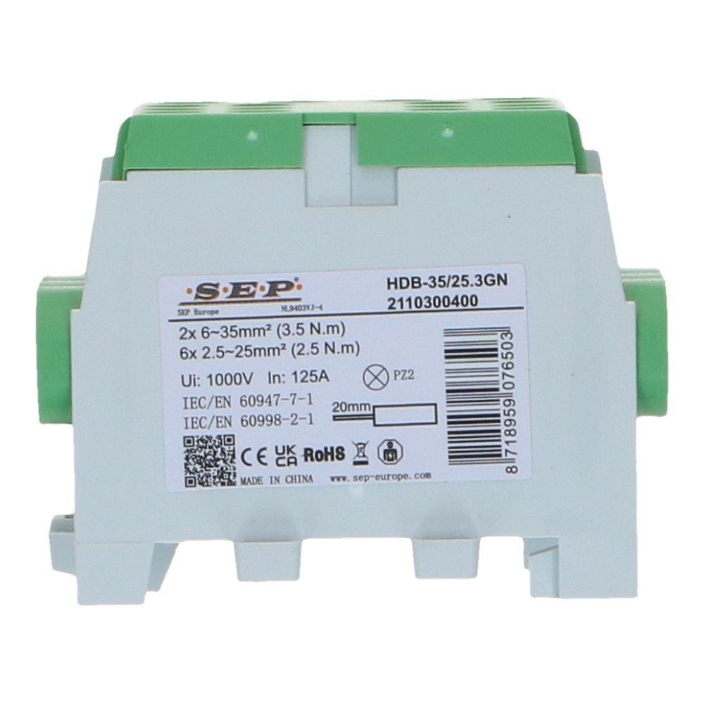 HLAK Hoofdkabel aftakklem 1x35mm²/3x25mm² groen