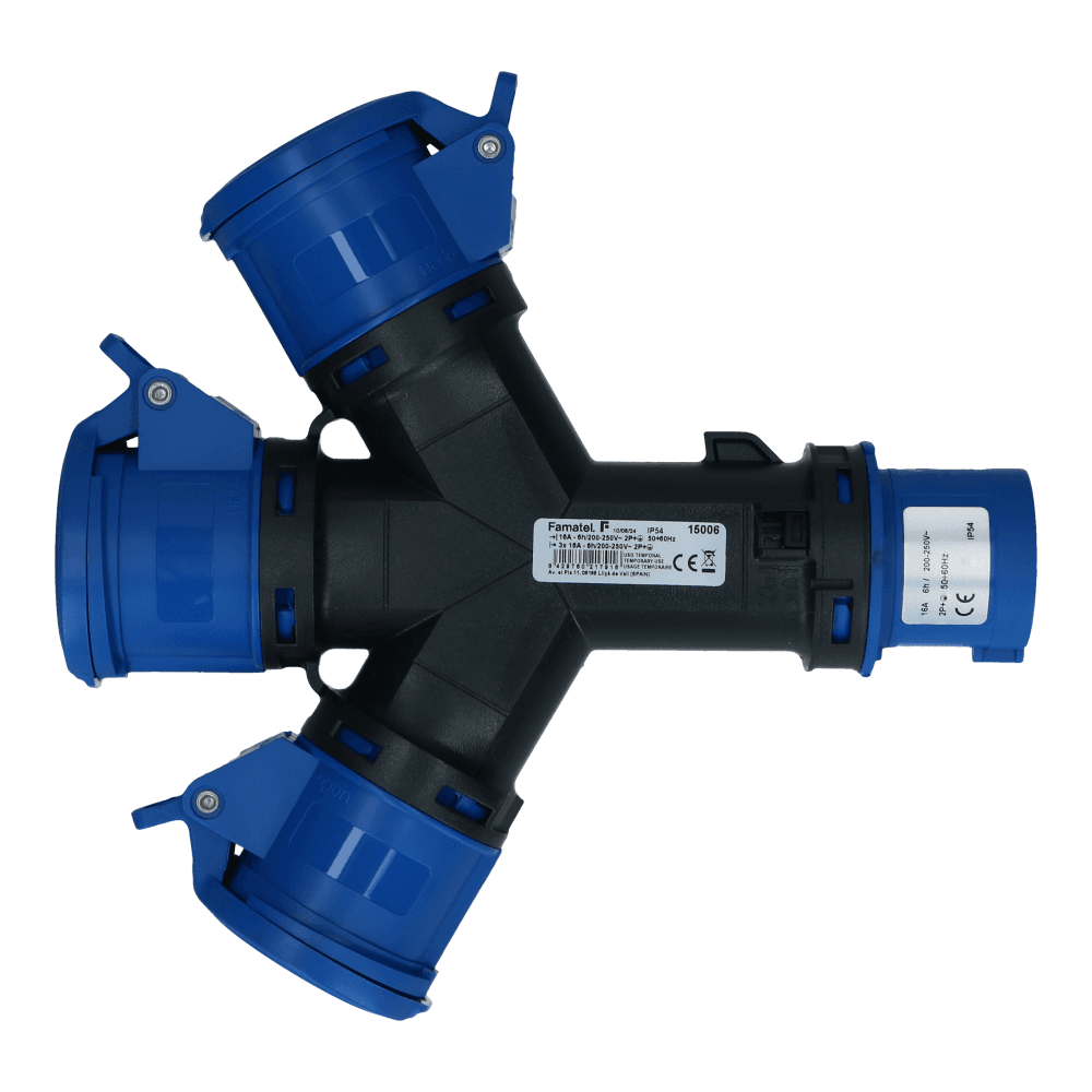 3 weg splitter 1x CEE naar 3xCEE 1p+n+e 16A