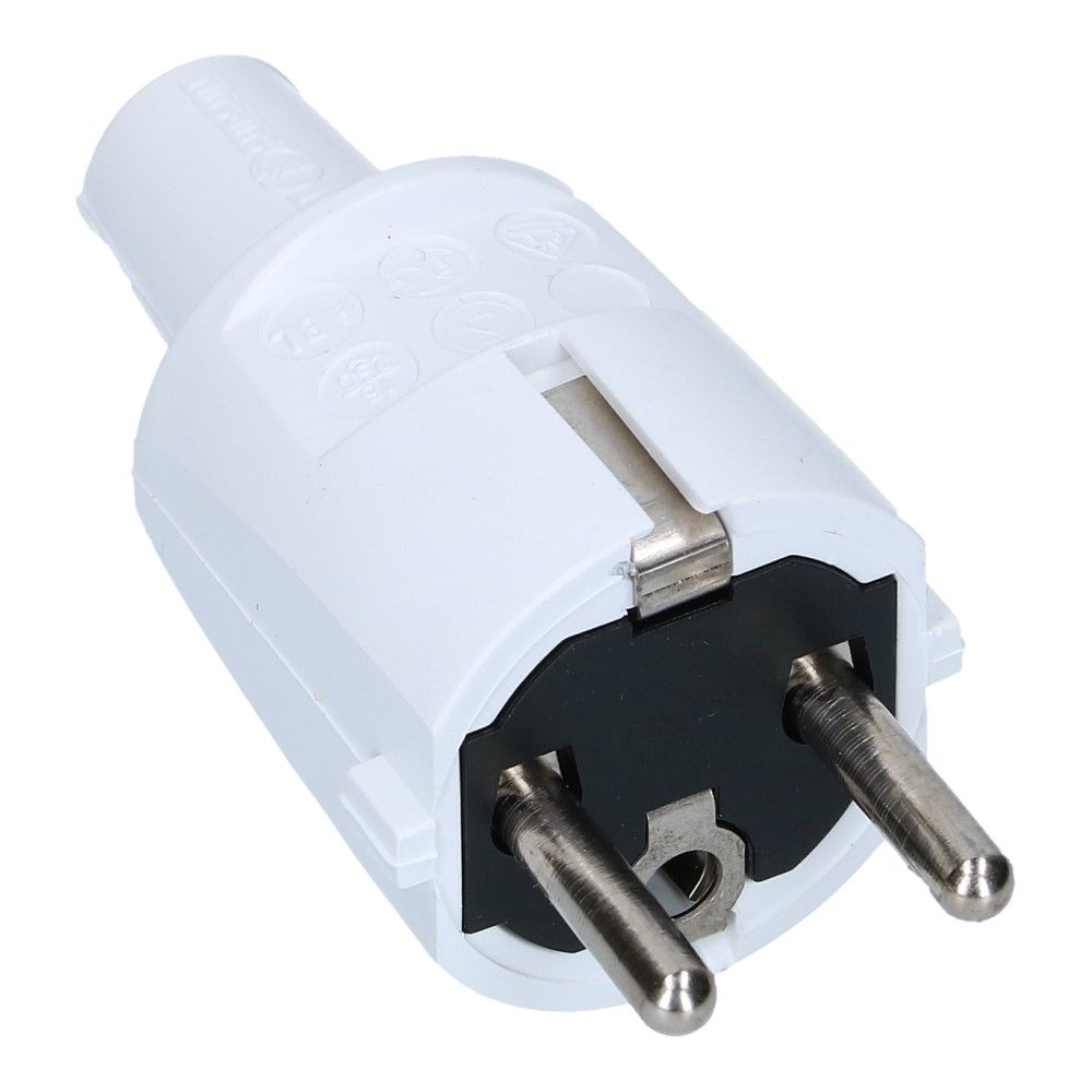 Stekker PVC wit met pen-aarde