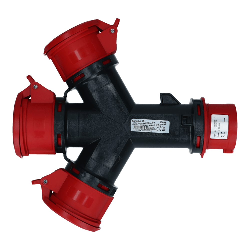 3 weg splitter 1x CEE naar 3xCEE 3p+n+e 16A