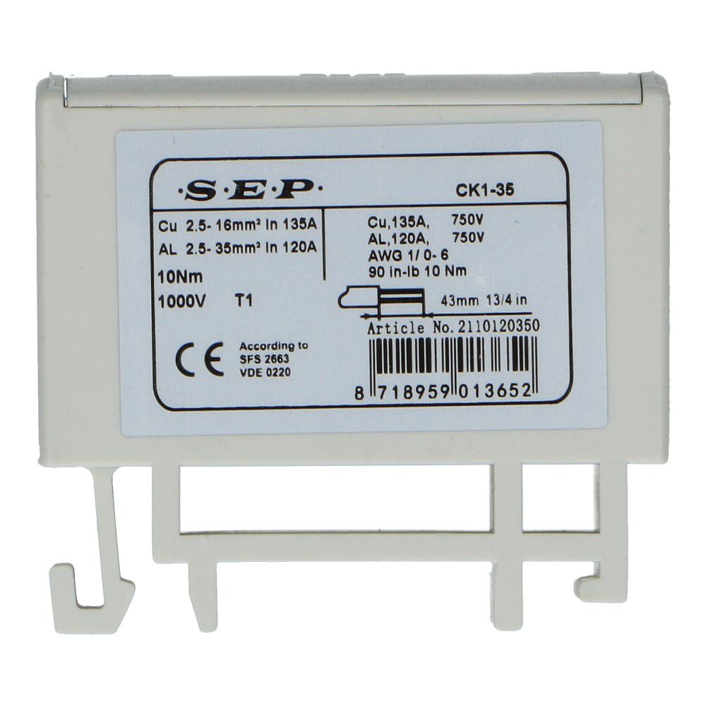 Aansluitklem CK1 grijs 2.5mm² t/m 35mm²