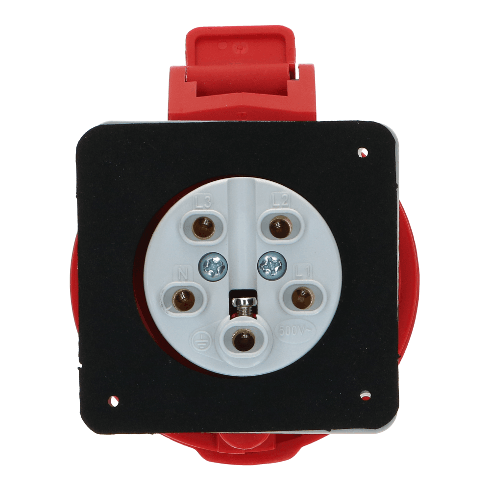 CEE female 5 polig 6H 32A IP54 inbouw wcd 380-415VAC recht
