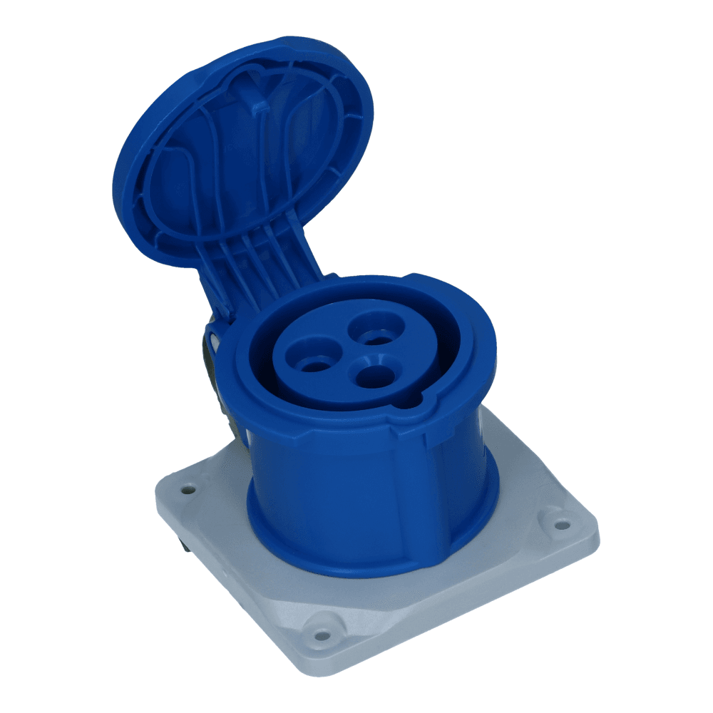 CEE female 3 polig 6H 16A IP54 inbouw wcd 220-240VAC recht
