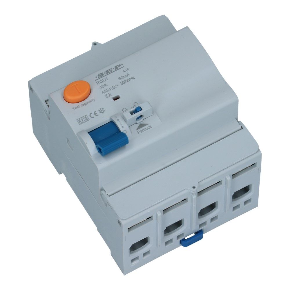 Aardlekschakelaar HI 40A 4 polig 30mA Type A[G] 10kA RCD1