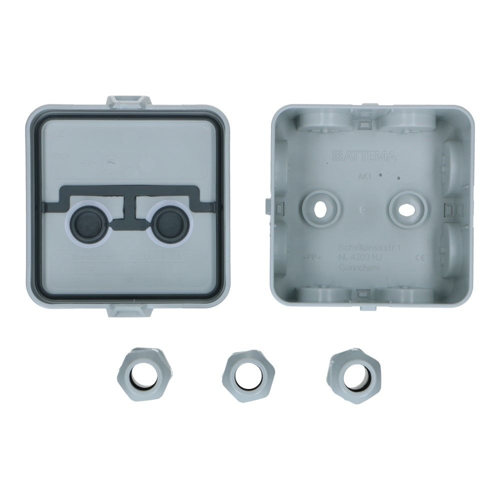 Attema AK1 Kabeldoos incl 3 M20 wartels IP65 (hxbxl) 45x95x95mm