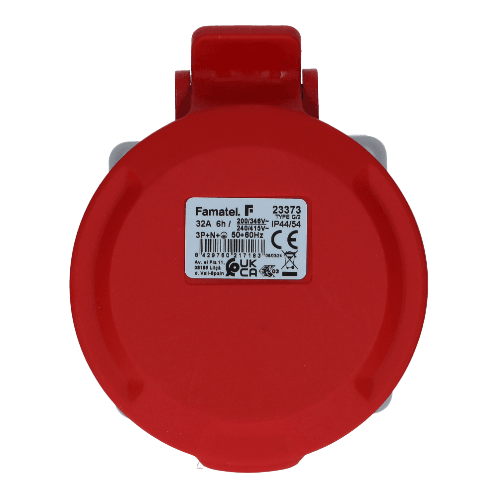 CEE female 5 polig 6H 32A IP54 inbouw wcd 380-415VAC recht