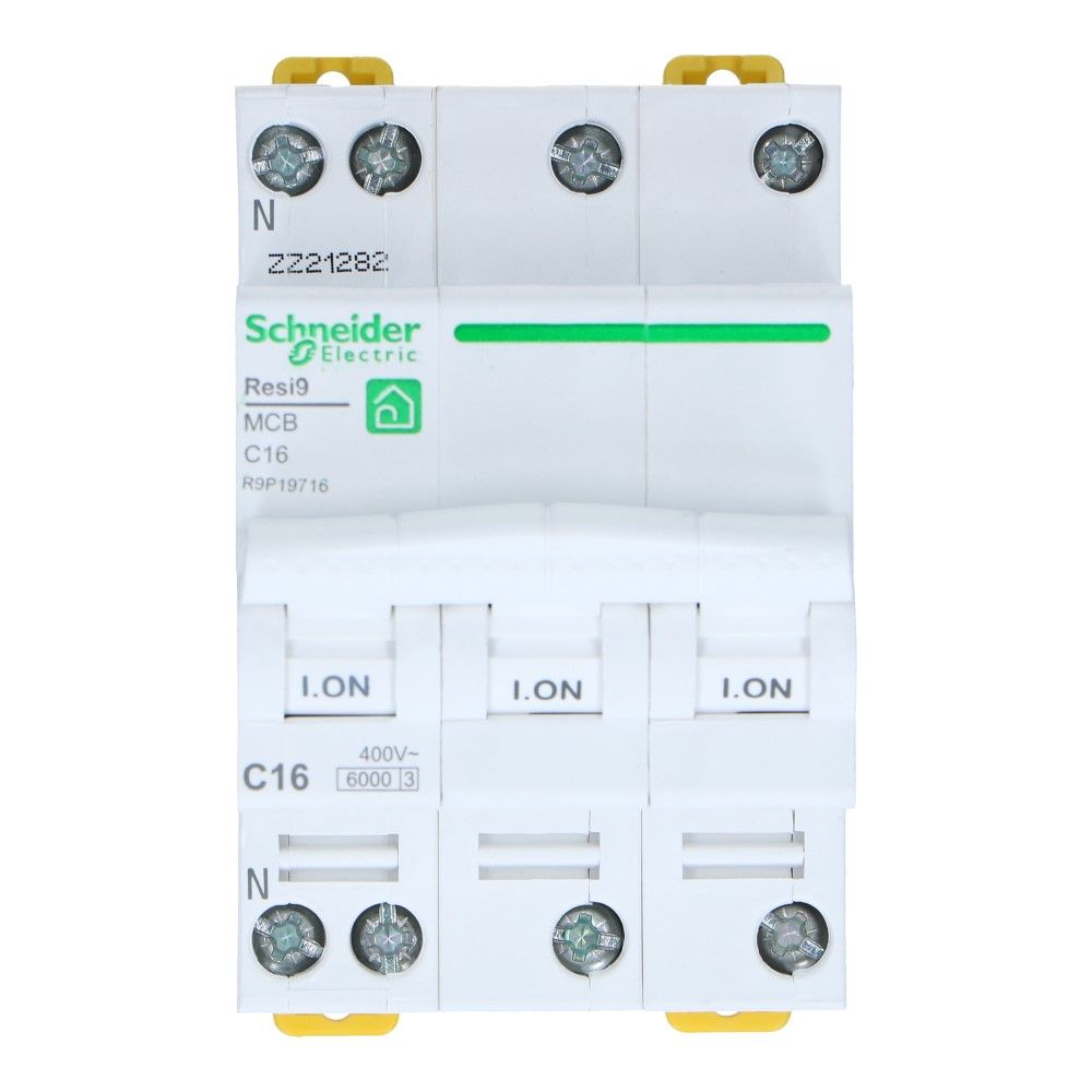 Installatieautomaat 3 polig + nul 16A kar C 6kA Resi9