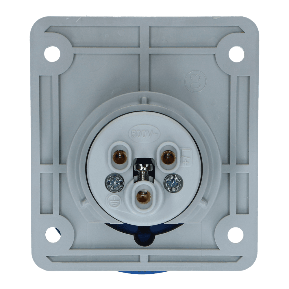 CEE female 3 polig 6H 16A IP67 inbouw wcd 220-240VAC