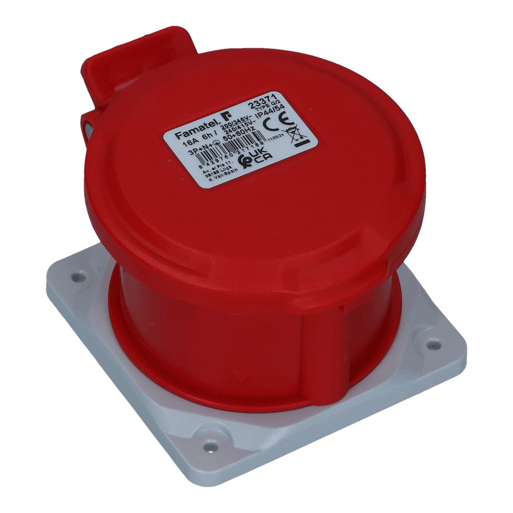 CEE female 5 polig 6H 16A IP54 inbouw wcd 380-415VAC recht